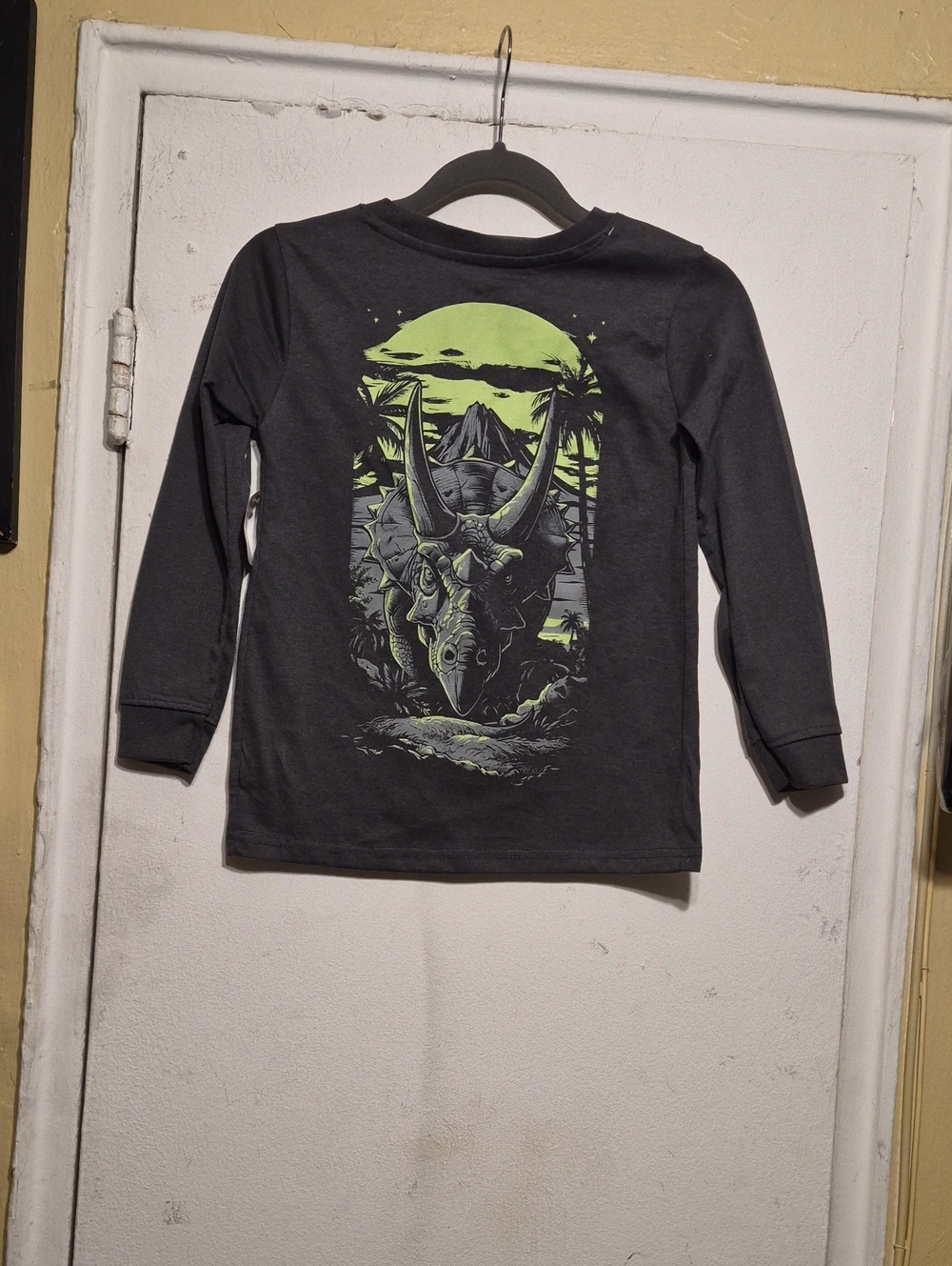 Highland Originals Kids Graphic Long Sleeve Tee in Black with Green Heather SZ 8